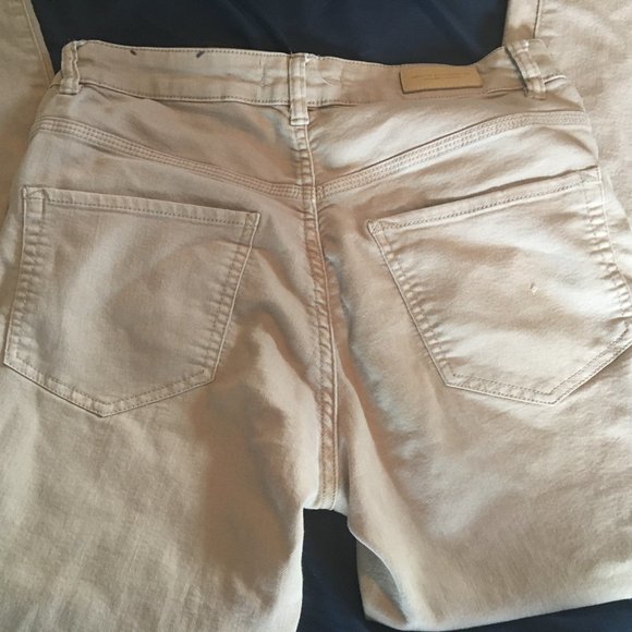 H&M LOGG Beige Tan Khaki Stretchy Straight Leg Jeans Sz 10 - Picture 3 of 6